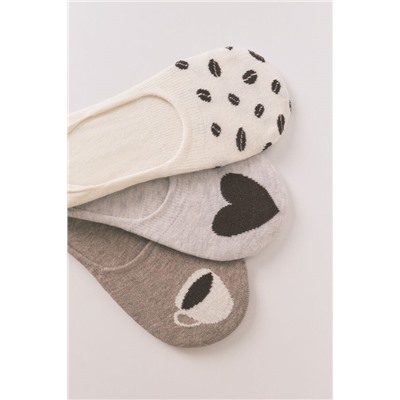 Pack 3 calcetines slip on café