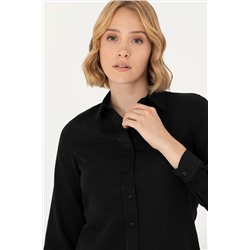 Kadın Siyah Uzun Kollu Basic Gömlek