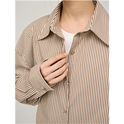 Бежевая полосатая рубашка с топом