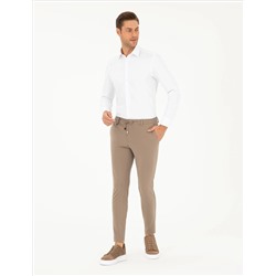 Beyaz Slim Fit Armürlü Uzun Kollu Gömlek