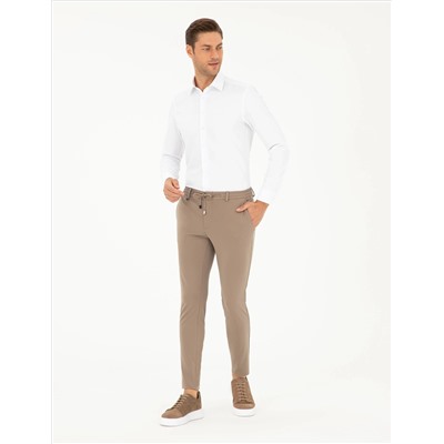 Beyaz Slim Fit Armürlü Uzun Kollu Gömlek