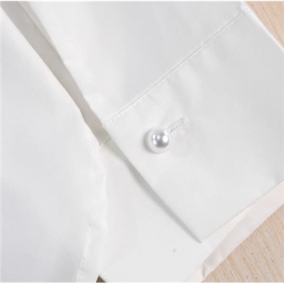 Женская нежная хлопковая рубашка с перламутровым украшением