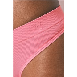 Tanga ancha canalé sin costuras coral