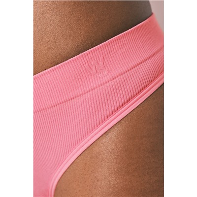 Tanga ancha canalé sin costuras coral