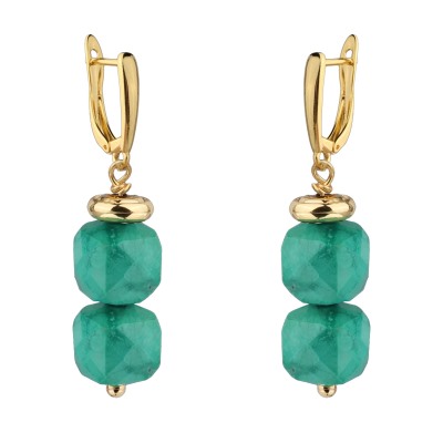 Серьги Селена (бирюза 8мм; покрытие золото), Есть комплект