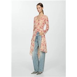 Vestido flores bajo asimétrico