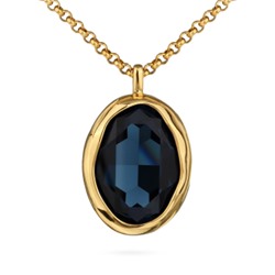 Кулон Грация (кристаллы SW 30х22 темно-синие; покрытие золото) 90-95см, Есть комплект