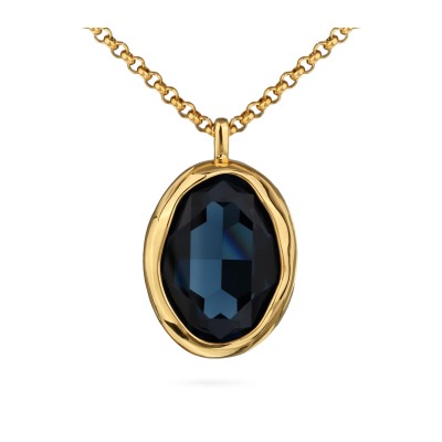 Кулон Грация (кристаллы SW 30х22 темно-синие; покрытие золото) 90-95см, Есть комплект