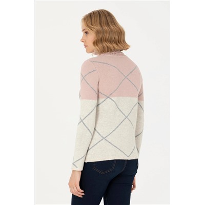 Kadın Pudra Balıkçı Yaka Kazak