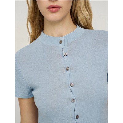 Голубой джемпер с волнообразной застежкой