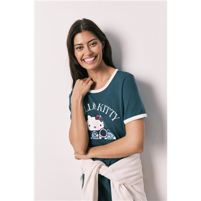 Camisón Hello Kitty algodón verde