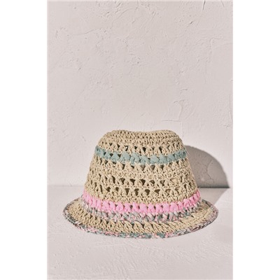 Sombrero bucket crochet beige