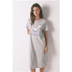 Camisola midi algodón print Hedwig gris