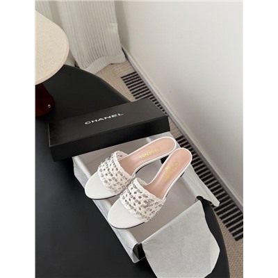 Женские шлепки / мюли  на элегантном каблучке 5 цветов ШАНЕЛ*Ь