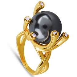 Кольцо (Майорка 14мм темно-серая; покрытие золото), Есть комплект