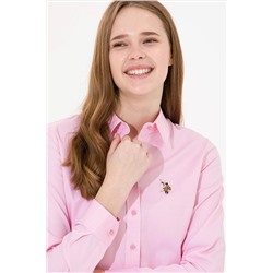Kadın Açık Pembe Uzun Kollu Basic Gömlek