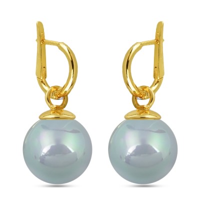 Серьги (Майорка 14мм голубая; покрытие золото), Есть комплект