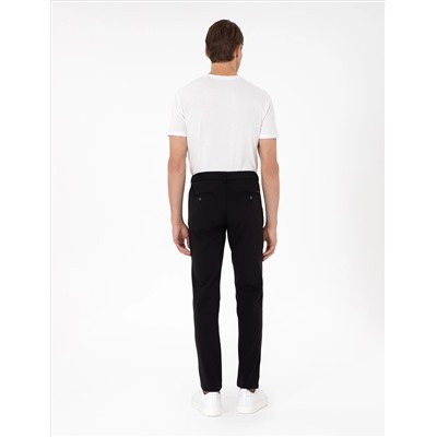 Siyah Slim Fit Esnek Jogger Kanvas Pantolon