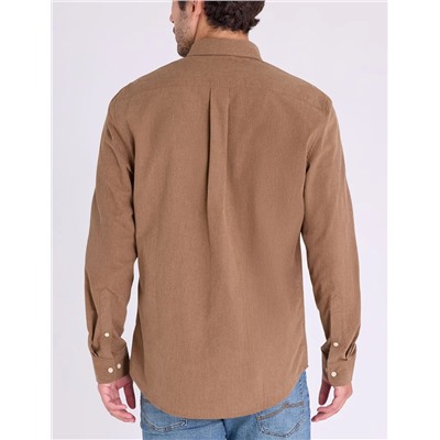 LONG SLEEVE PEACHED HEATHER CHEST STRIPE SHIRT