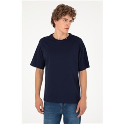 Erkek Oversize Fit Bisiklet Yaka Lacivert Tişört