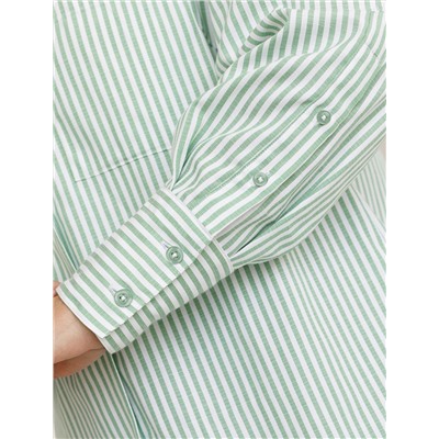 Удлиненная блузка с поясом в тонкую полоску из хлопка