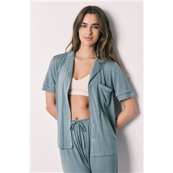 Pijama camisero Capri tacto suave azul
