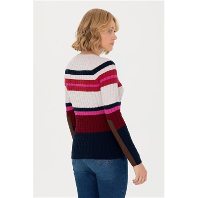 Kadın Lacivert Bisiklet Yaka Kazak