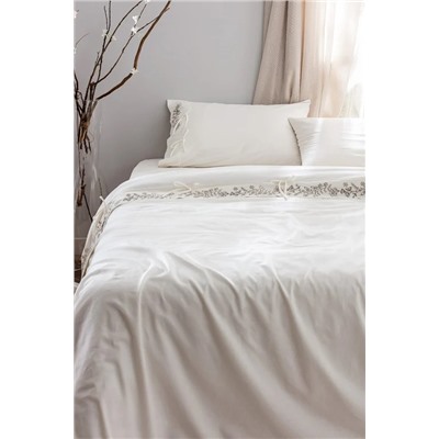 Relief King Size %100 Pamuk Bağlamalı Nevresim Takımı - Ekru/Haki