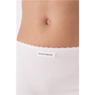 Braga boxer sin costuras canalé blanca