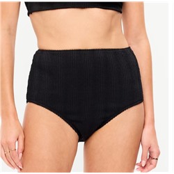 High-Waisted Ribbed Bikini Swim Bottoms