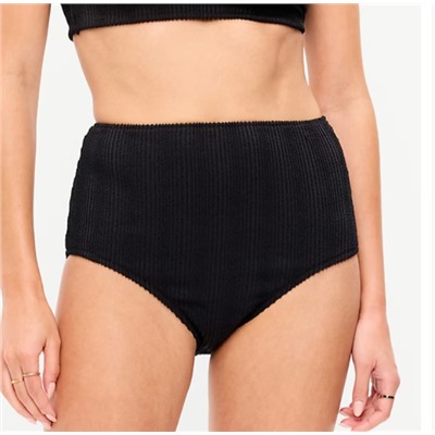 High-Waisted Ribbed Bikini Swim Bottoms