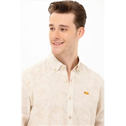 Erkek Ekru Uzun Kollu Gömlek