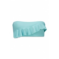Top bikini bandeau relleno volantes azul