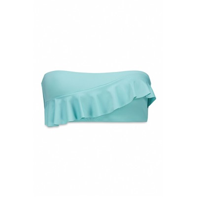 Top bikini bandeau relleno volantes azul