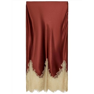 Женская атласная юбка миди с кружевом ЗАР*А