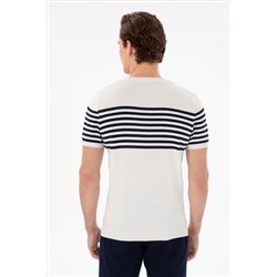Erkek Slim Fit Bisiklet Yaka Beyaz Triko Tişört