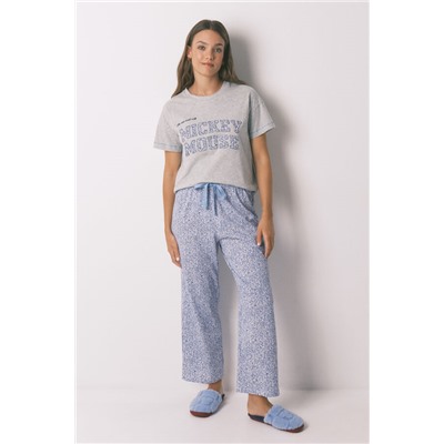 Pijama capri algodón Mickey gris