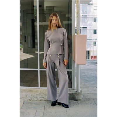 TWILL TROUSERS WITH BUTTONS