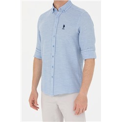 Erkek Mavi Uzun Kollu Gömlek