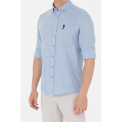 Erkek Mavi Uzun Kollu Gömlek