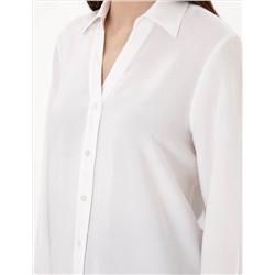 Beyaz Comfort Fit Uzun Kollu Gömlek