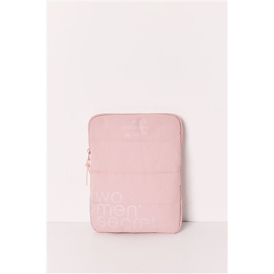 Funda tablet acolchada rosa logo