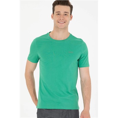 Erkek Yeşil Basic Bisiklet Yaka Tişört