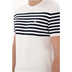 Erkek Slim Fit Bisiklet Yaka Beyaz Triko Tişört