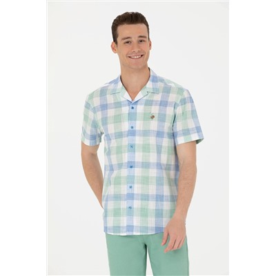 Erkek Saks Kısa Kollu Gömlek