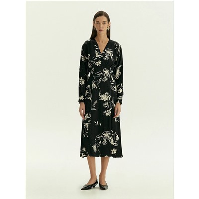 Платье приталенного кроя с цветочным принтом из 100% вискозы, PL1647/paluma