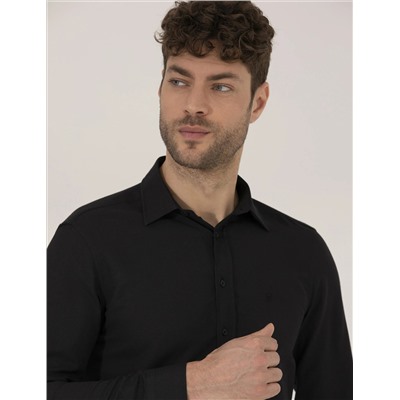 Siyah Slim Fit Oxford Gömlek