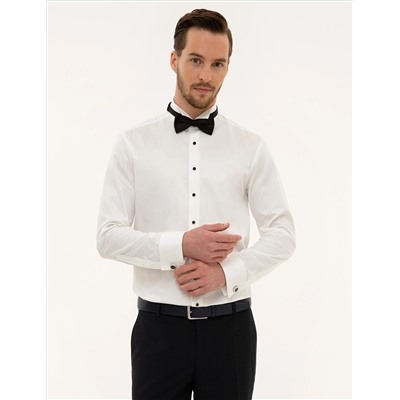 Ekru Slim Fit Smokin Gömlek
