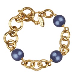 Браслет Симбиоз (Майорка черничная 12мм ; покрытие золото) 18-21см, Есть комплект