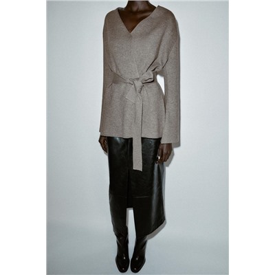 BELTED KNIT CARDIGAN
